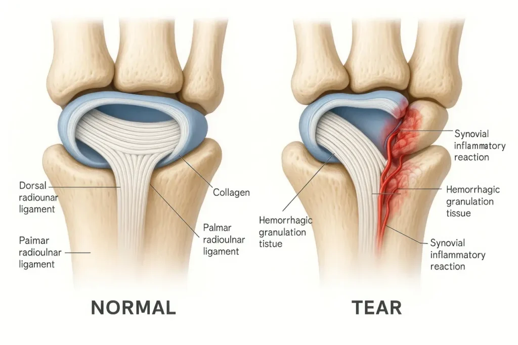 אילוסטרציה לקרע ברצועת מפרק כף היד